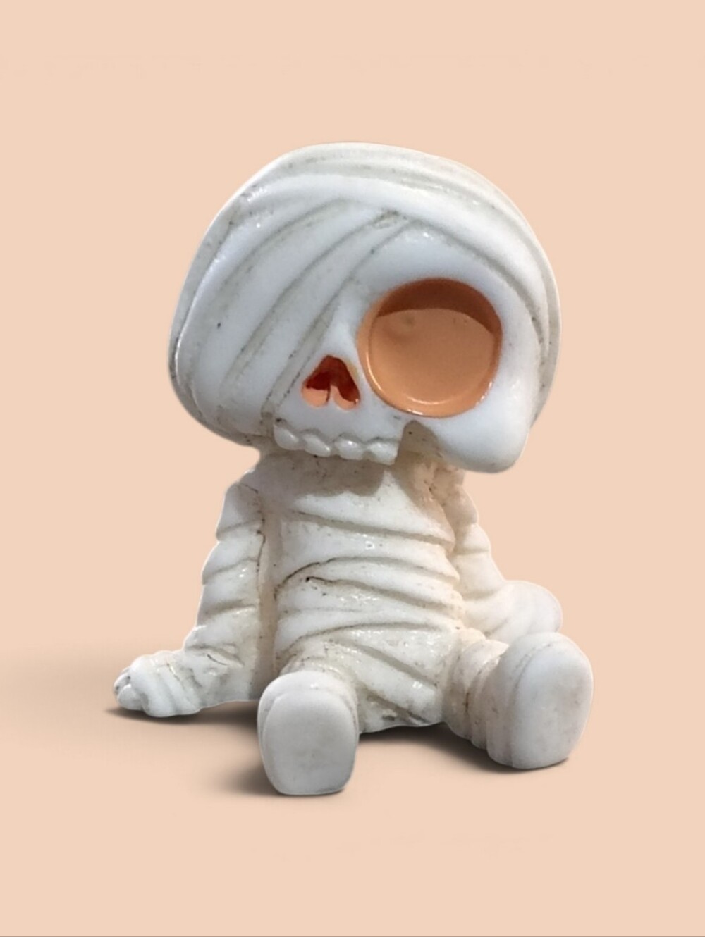 White Mummy Skull Figurine Home Accent